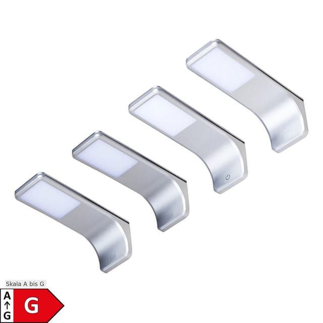 LED Unterbauleuchte, silber-grau, neutralweiss, 4er SET