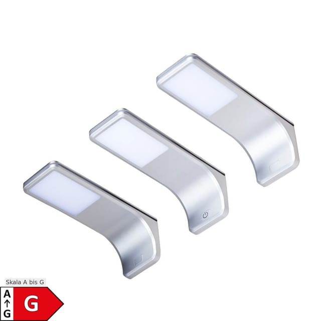 LED Unterbauleuchte, silber-grau, warmweiss, 3er SET