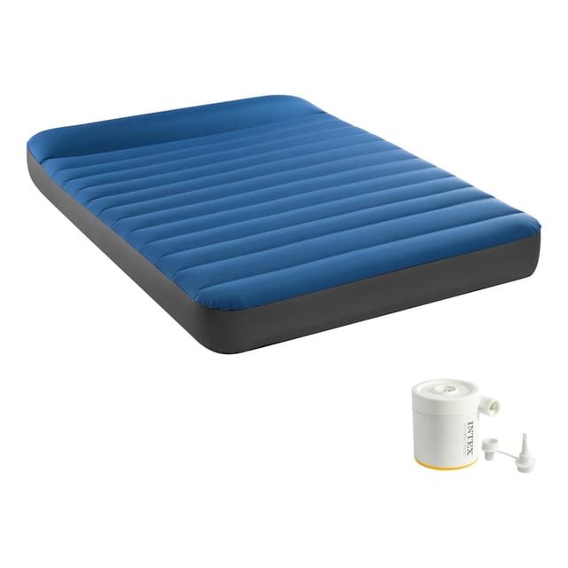 INTEX 64012 - Luftbett - Full Dura-Beam Truaire inkl. USB-Luftpumpe (blau, 137x191x22cm) Luftmatratze Campingbett