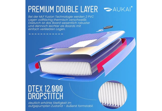Stand Up Paddle Board "AUKAI Pro" mit Kajak-Sitz blau