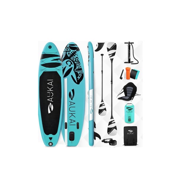 Stand Up Paddle Board "AUKAI Pro Ocean" mit Kajak-Sitz türkis