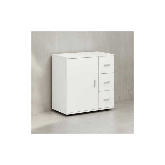 KADIMA DESIGN Badezimmerschrank, zeitloses Design, großer Stauraum, matt weiß, 60x65,5x33 cm.