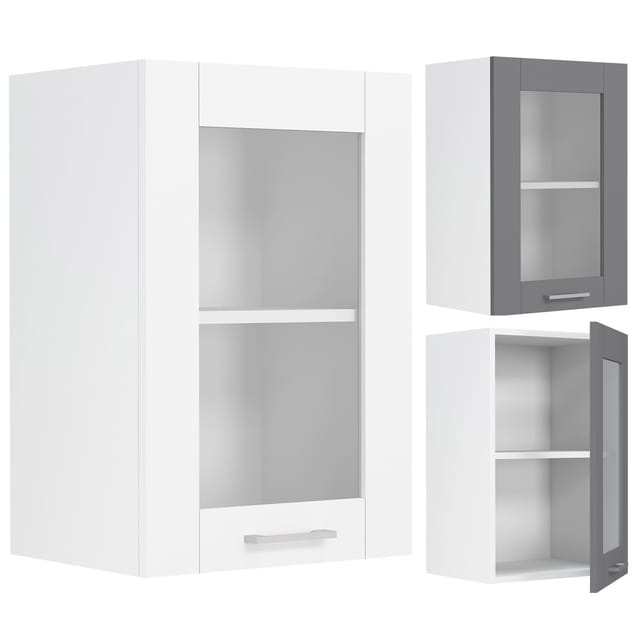VCM Küchenschrank hängend Maße ca. H. 60 x B. 40 x T. 31 cm Hängeschrank mit Glas im Landhaus Stil Küchenmöbel – Colura