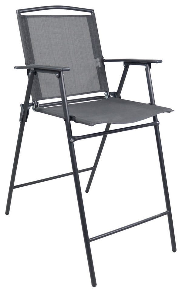 VCM Bar Set 3-teilig, Stehtisch Ø 70 cm mit 2 Barstühlen, Metall & Glas, Textilene Bezug, Outdoor geeignet für Balkon, Terrasse & Garten - Garlos