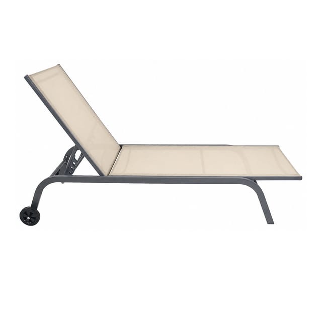 VCM Sonnenliege rollbar, Maße ca. L. 192 x H. 32 x B. 58 cm, Garten Liegestuhl mit 5-fach verstellbarer Rückenlehne, Strandliege - Sonlas 192x58
