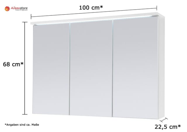 Badmöbel Spiegelschrank DUO 100 mit LED Beleuchtung Weiß