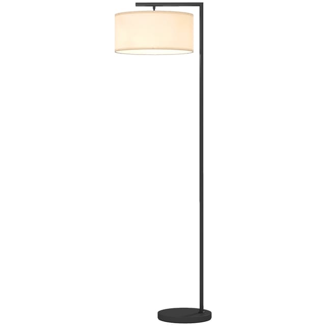 Stehlampe Mit Leinenschirm, Stabilem Runden Fuß 47x37x153 Cm, Schwarz-weiß