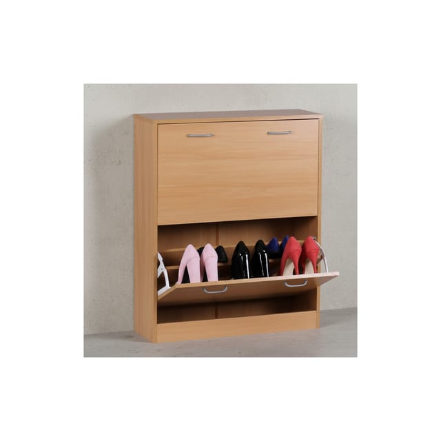KADIMA DESIGN Schuhregal: 20 Paar Schuhe, Braun, 4 Schuhfächer, einfacher Aufbau, Spanplatte und Kunststoff.