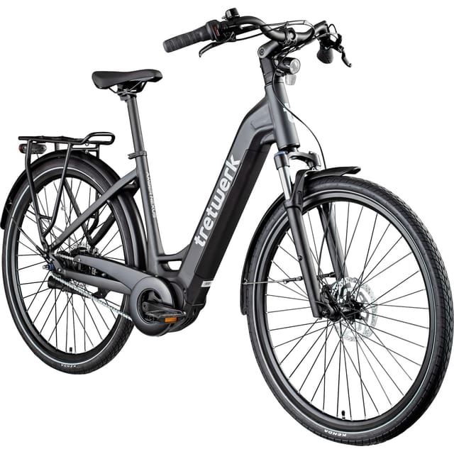Tretwerk Amber Nexus E Bike Damen 28 Zoll Elektrofahrrad 155 - 185 cm Hollandrad Tiefeinsteiger anthrazit 48 cm
