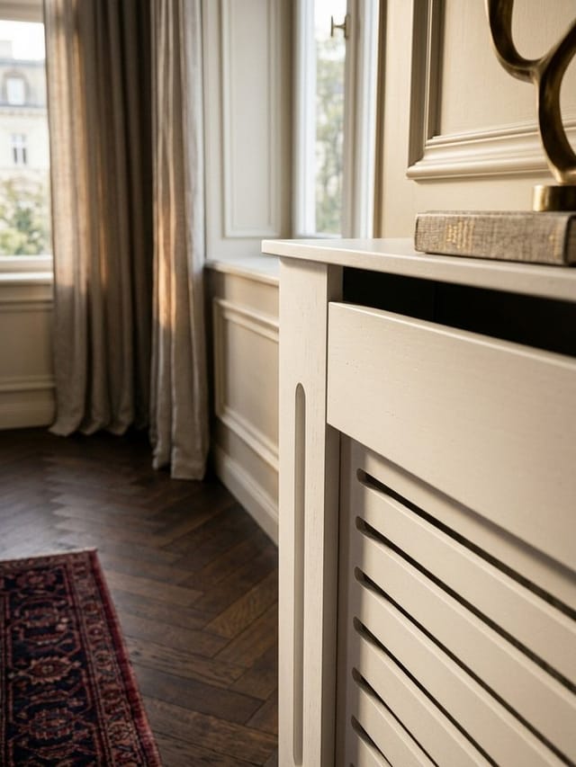 KADIMA DESIGN Moderne Heizkörperverkleidung mit Lamellen-Muster, Hochwertiges MDF-Material