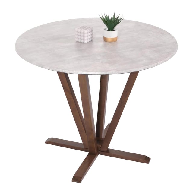 Bistrotisch MCW-M56, Tisch Esstisch, Massiv-Holz HPL Laminat Melamin Ø92cm, Beton-Optik, braunes Gestell