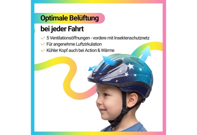 KED Kinderhelm MEGGY II TREND Stars, Blue Green Glossy
