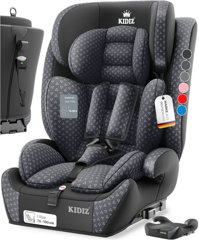 KIDIZ® Autokindersitz Triangle Premium Kindersitz mit Isofix Kinderautositz Autositz Sitzschale 9 kg - 36 kg 1-12 Jahre Gruppe 1/2/3 universal zugelassen nach ECE R129/03