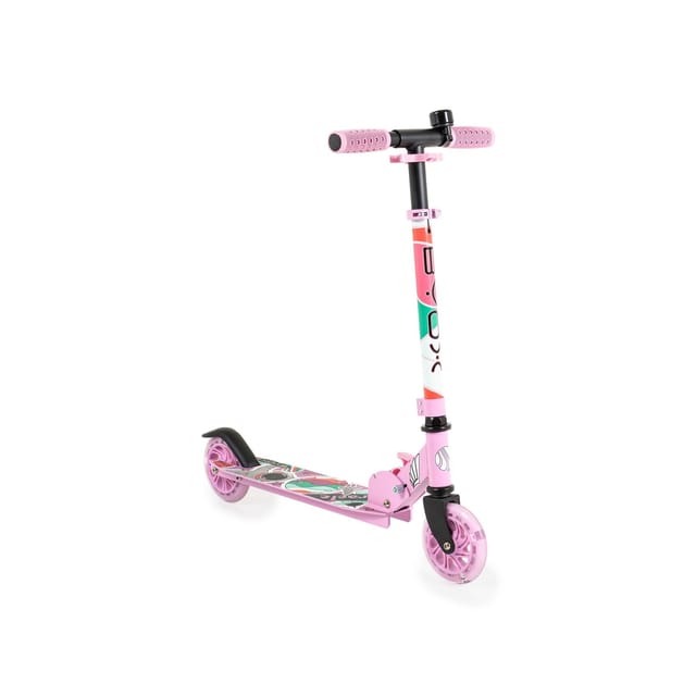 Byox Kinderroller Miracle faltbar LED-PU-Räder ABEC-7 Klingel Höhe einstellbar rosa