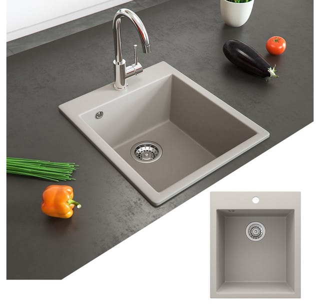 Bergström Granit Spüle Küchenspüle Einbauspüle Spülbecken 425x500mm Beige