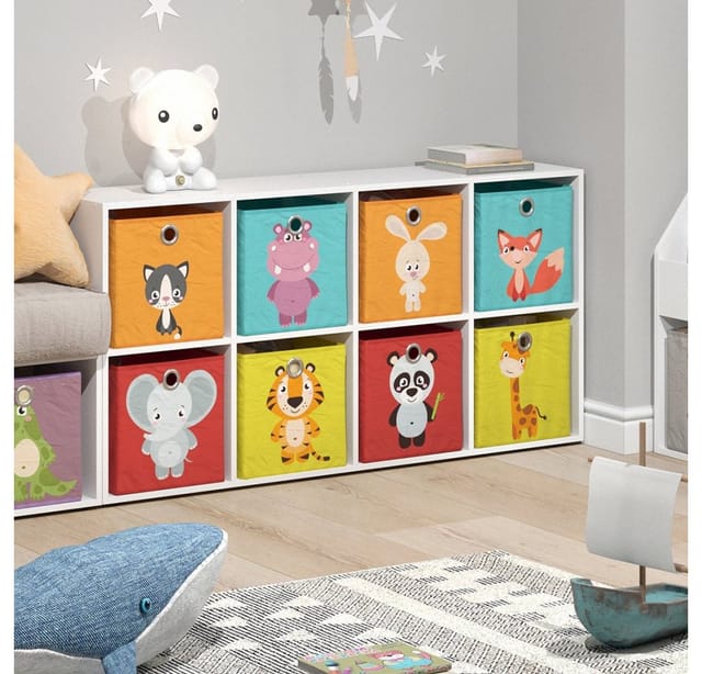 Vicco Bücherregal Wandregal Standregal Scutum Weiß Raumteiler Kinder-Faltboxen