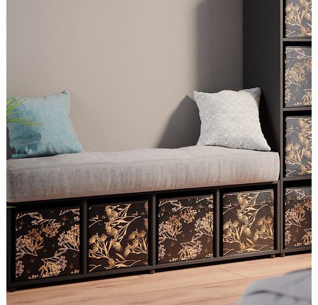 Vicco Raumteiler Würfelregal Standregal Ludus Schwarz Faltbox Wohnzimmer Regal 36x145 cm modern Ablage 4 Fächer Dekoregal Ordnerregal Aufbewahrung