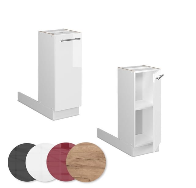 Vicco Regalinselunterschrank Küchenschrank Küchenmöbel Fame-Line Weiß 30 cm modern Hochglanz Küche Einbauküche Kücheninsel Drehtür Einlegeboden Blende Küchenunterschrank Küchenzeile