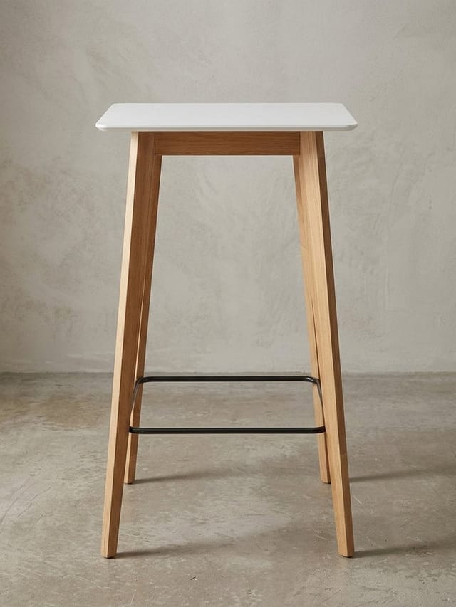 KADIMA DESIGN Skandinavischer Bartisch, Eichenbeine, quadratische Tischplatte, 50 kg Belastbarkeit.
