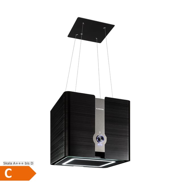 Futurelight Smart Inselabzugshaube Umluft 420m³/h LED Edelstahl Schwarz