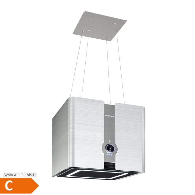 Futurelight Smart Inselabzugshaube Umluft 420m³/h LED Edelstahl Silber