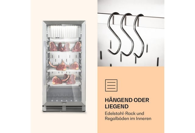 Steakhouse Pro 233 Fleischreifeschrank 1 Zone 233 L 1-25°C Touch Panorama Silber