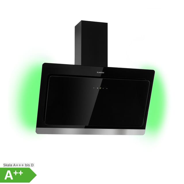 Aurora 90 Smart Dunstabzugshaube 550 m³/h 90cm kopffrei Ambiente-Licht EEC A++ Schwarz