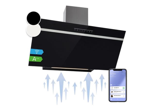 Ava 90 Dunstabzugshaube 90cm Wandhaube WiFi A++ 515m³/h Touch Schwarz