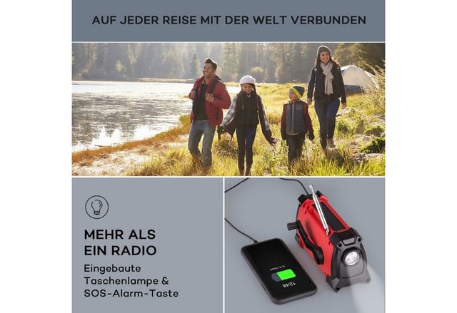 Patagonia DAB+ Outdoor-Radio DAB / DAB+ / FM Kurbelaufladung USB SOS-Alarm wasserdicht Rot