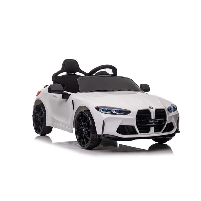 ES-Toys Kinder Elektroauto BMW M4 lizenziert 12V7A Akku 2 Motoren EVA-Reifen MP3 weiß