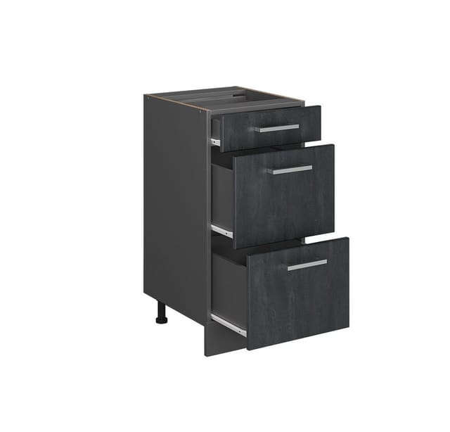 Vicco Schubladenunterschrank R-Line Schwarz Beton Anthrazit 40 cm ohne Arbeitsplatte