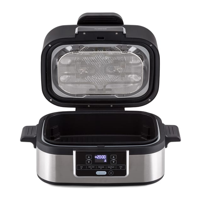 Combo Air Grill-Heißluftfritteuse 5 Programme 1500 Watt 4,5 L Grillkorb 2,5 L Frittierkorb Edelstahl