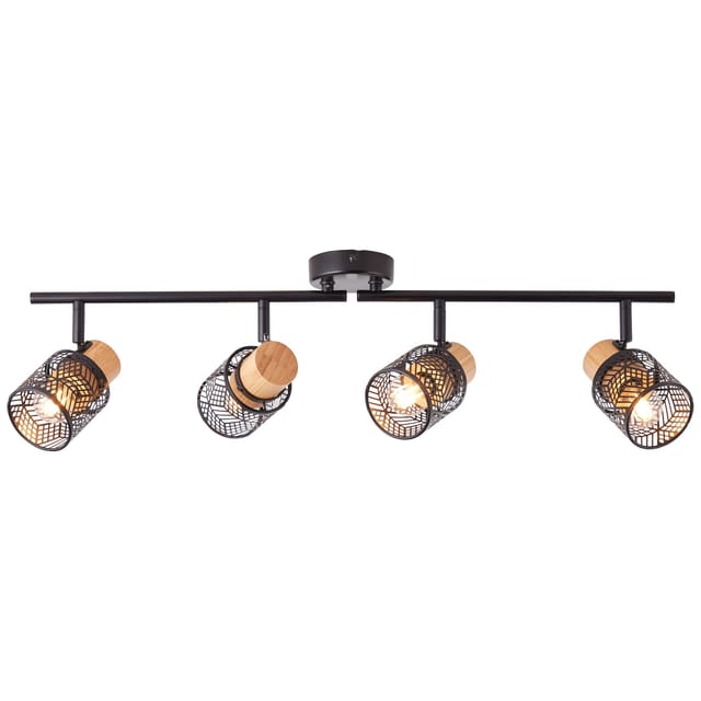 Brilliant Lampe Santy Spotrohr 4flg schwarz/natur braun 4x D45, E14, 42 W