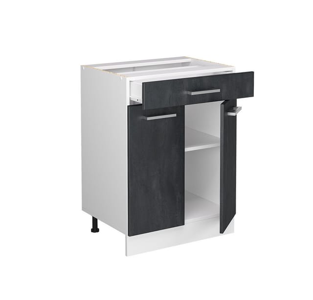 Vicco Schubunterschrank R-Line Schwarz Beton Weiß 60 cm ohne Arbeitsplatte