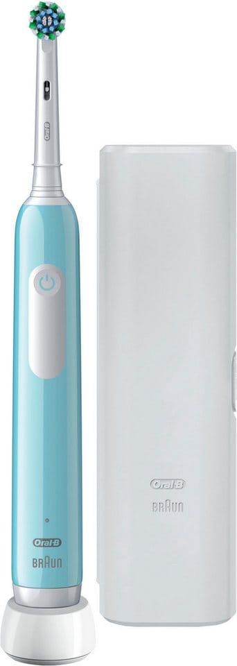 Oral-B Pro 1 Elektrische Zahnbürste Cross Action Caribbean Blue+Reiseetui