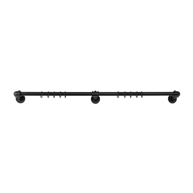 Ondeco Gardinenstange Industrie ausziehbar für Verdunkelungsvorhänge 22/25mm Farbe: Schwarz, Größe: 160-280 cm