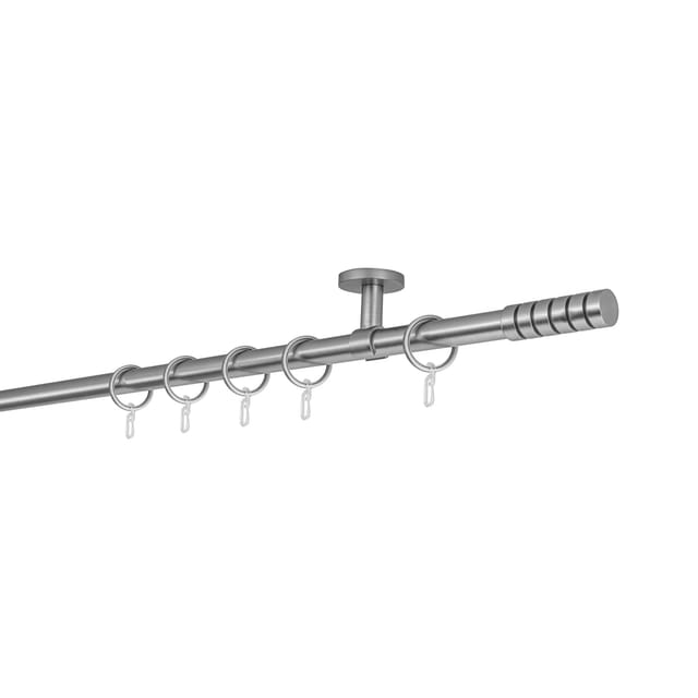 20mm,1-läufig,Rohr,Deckenträger classic,Endstück rillcube Größe: 380cm, Farbvariante: Edelstahl-Optik