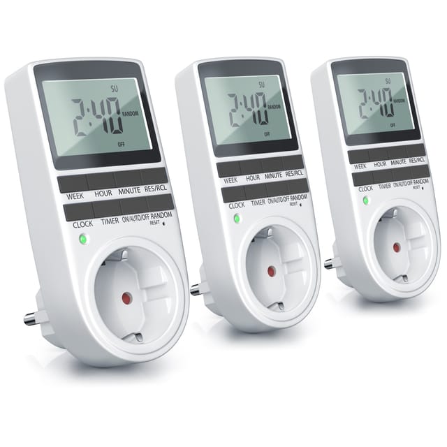 BEARWARE 3x Zeitschaltuhr LCD-Display / 3680W / 10 konfigurierbare Programme