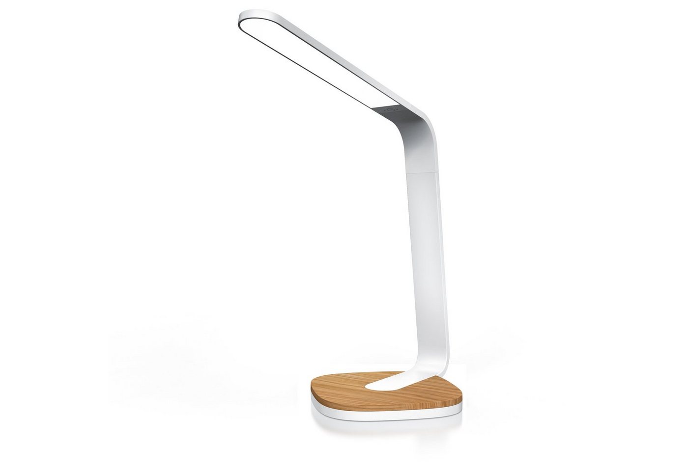 Brandson LED Schreibtischlampe mit 3 Lichtfarben, 5 Helligkeitsstufen, Holzoptik, 3 Lichttemperaturen, dimmbar, Timer, Weiß/Braun