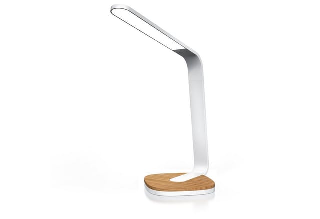 Brandson LED Schreibtischlampe mit 3 Lichtfarben, 5 Helligkeitsstufen, Holzoptik, 3 Lichttemperaturen, dimmbar, Timer, Weiß/Braun