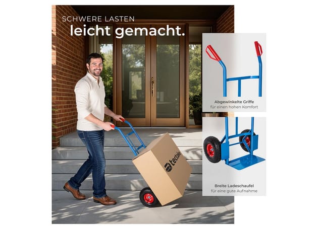 tectake® Sackkarre, mit Stahlrahmen, Ladeschaufel mit Radschutz, Belastbarkeit 200 kg