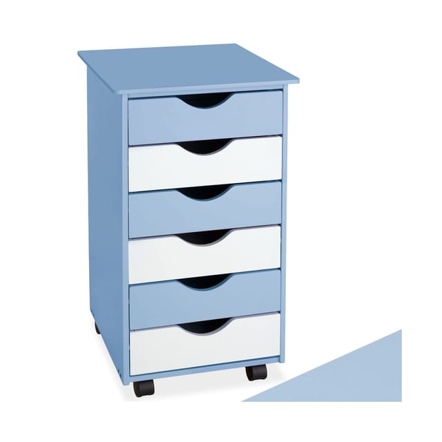 tectake® Rollcontainer, aus Holz, 4 leichtgängige, drehbare Doppelrollen, einfache Montage, 36 x 40 x 65 cm