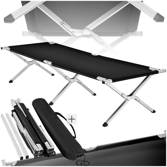 tectake® Feldbett mit Aluminiumgestell, klappbar, Belastbarkeit 150 kg, 190 x 70 x 45 cm