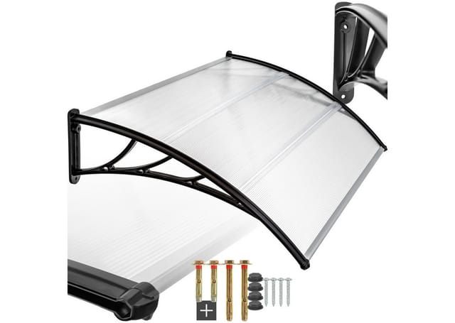 tectake® Vordach, in Bogenform, transparent und UV-beständig, 150 x 93 cm