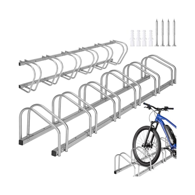 tectake® Fahrradständer, aus rostfreiem Stahl, Boden- und Wandmontage, von beiden Seiten befahrbar