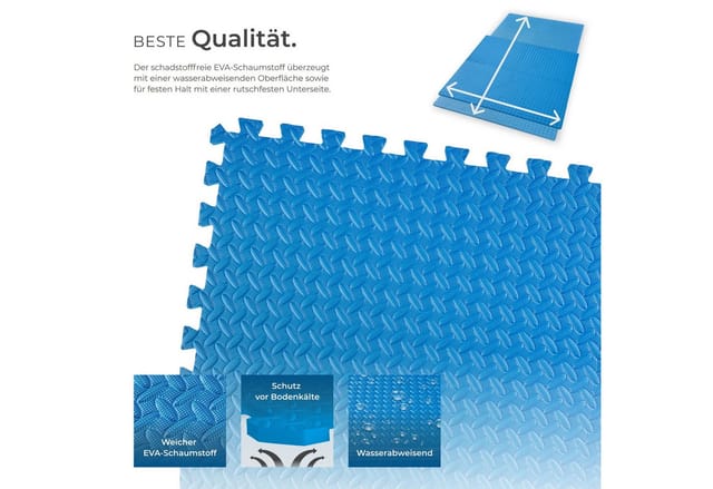 tectake® Schutzmattenset, 12-teilig mit 24 Randstücken, weich und rutschfest, leichte Reinigung und flexibel erweiterbar