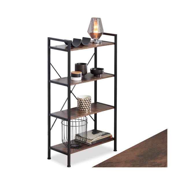 tectake® Regal, Industrial Style, mit 4 Ebenen, inklusive Kippschutz, 67,5 x 31,5 x 121,5 cm