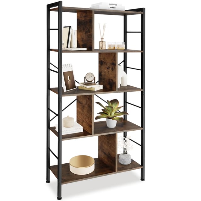 tectake® Regal, Industrial Style, mit 4 Ebenen und 8 Fächern, inklusive Kippschutz, 75,5 x 30 x 155 cm