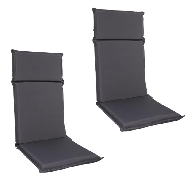 Albatros Gartenstuhl Sitzauflage 2er Set Gartenstuhlauflagen Sitzpolster Sitzkissen Outdoor Anthrazit 106x45cm, Hochlehner Auflage UV Beständig wasserabweisend geeignet für Klappstühle und Stapelstühle