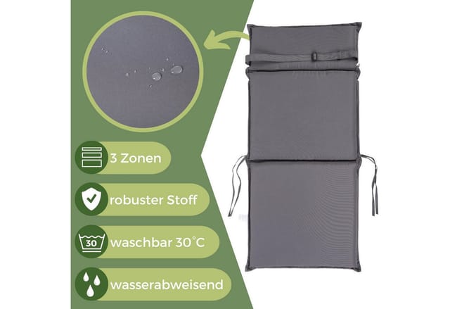 Albatros Gartenstuhl Sitzauflage 2er Set Gartenstuhlauflagen Sitzpolster Sitzkissen Outdoor Anthrazit 99x45cm, Hochlehner Auflage UV Beständig wasserabweisend geeignet für Klappstühle und Stapelstühle